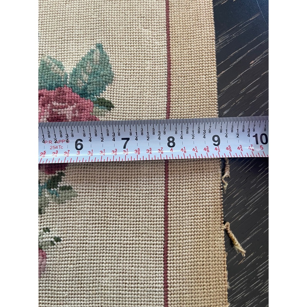Vintage Needlepoint Rose Floral Canvas Handmade Cottagecore Grandmillennial - Picture 5 of 7